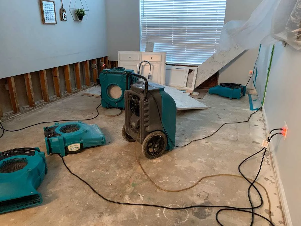 Dehumidifier in flood-cut room for Water Damage Restoration in Bedminster